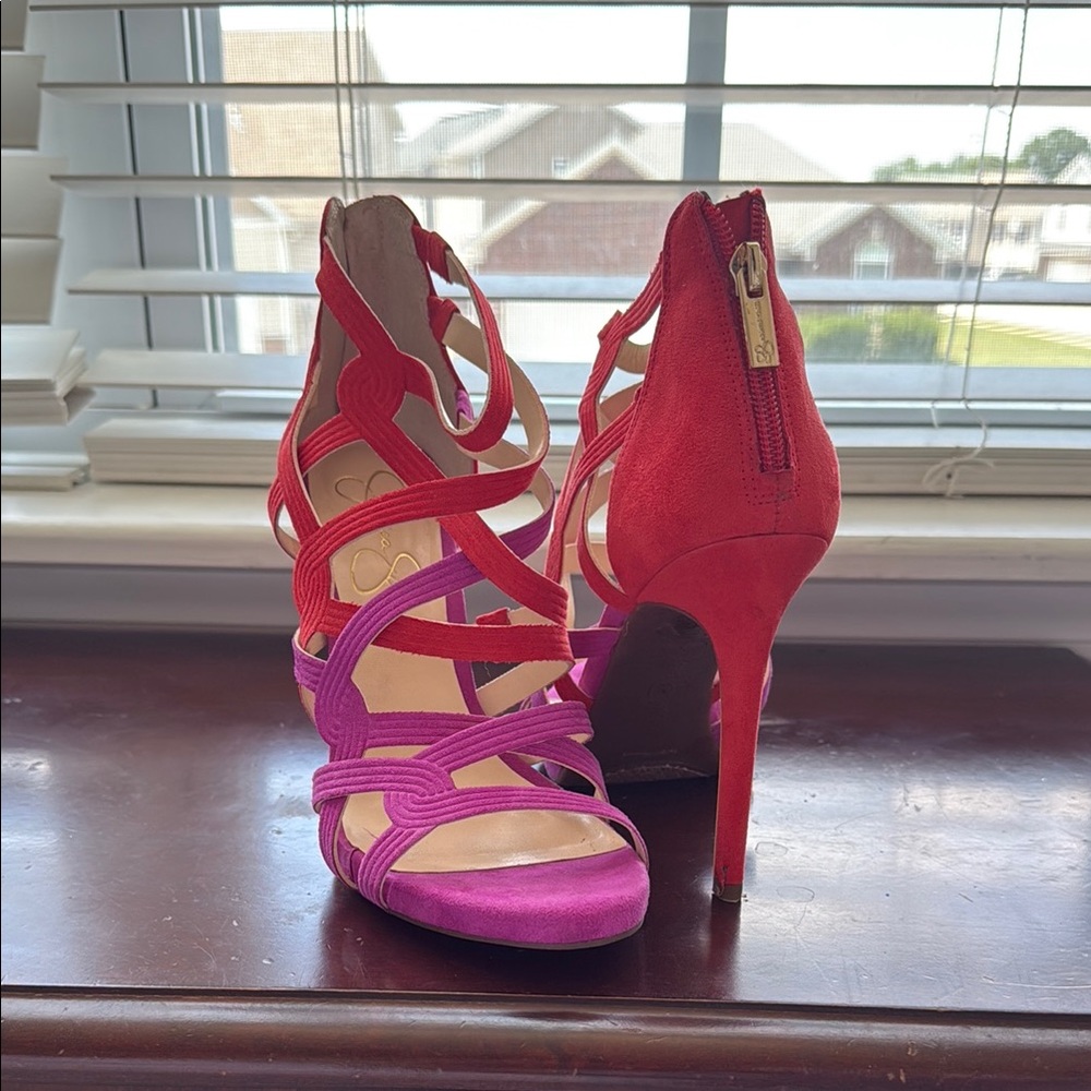 Jessica Simpson Red and Pink Stiletto Heels